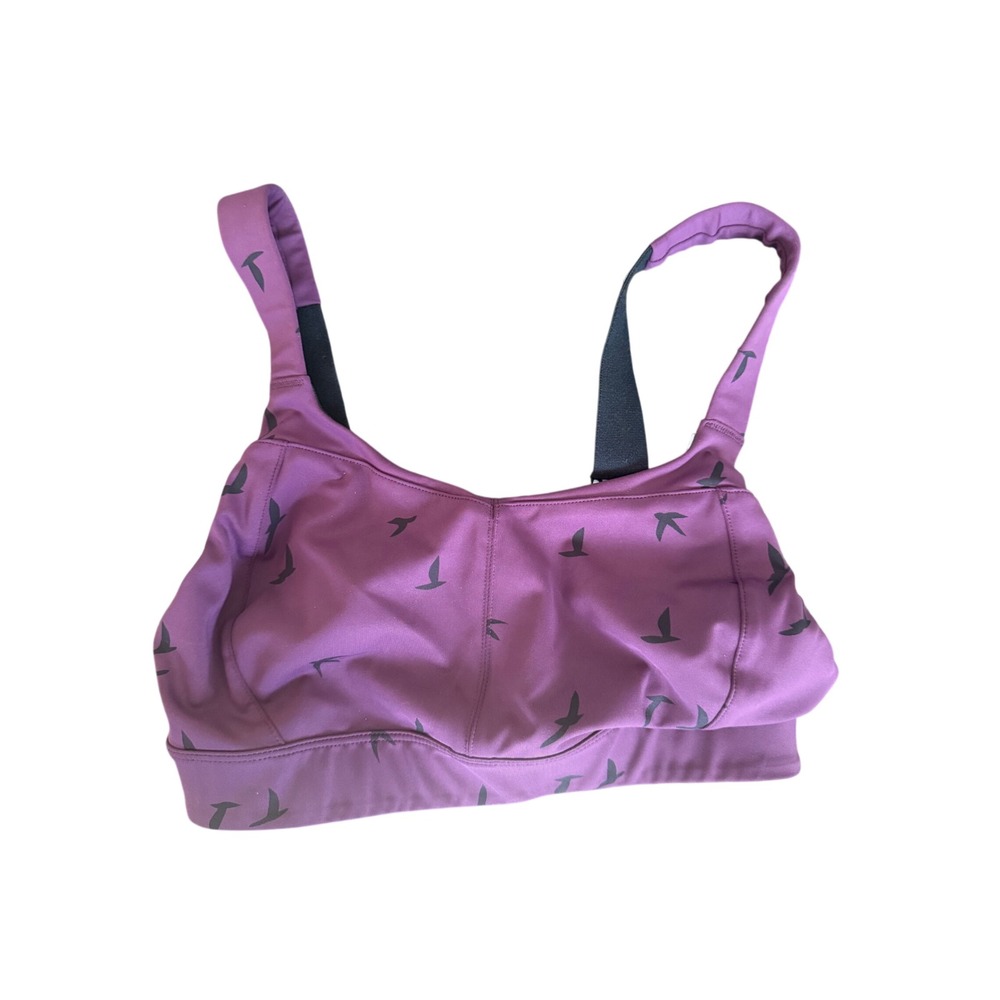 Oiselle purple sports "QUEEN bra" soaring bird silhouette print. Size 4 - Picture 5 of 5